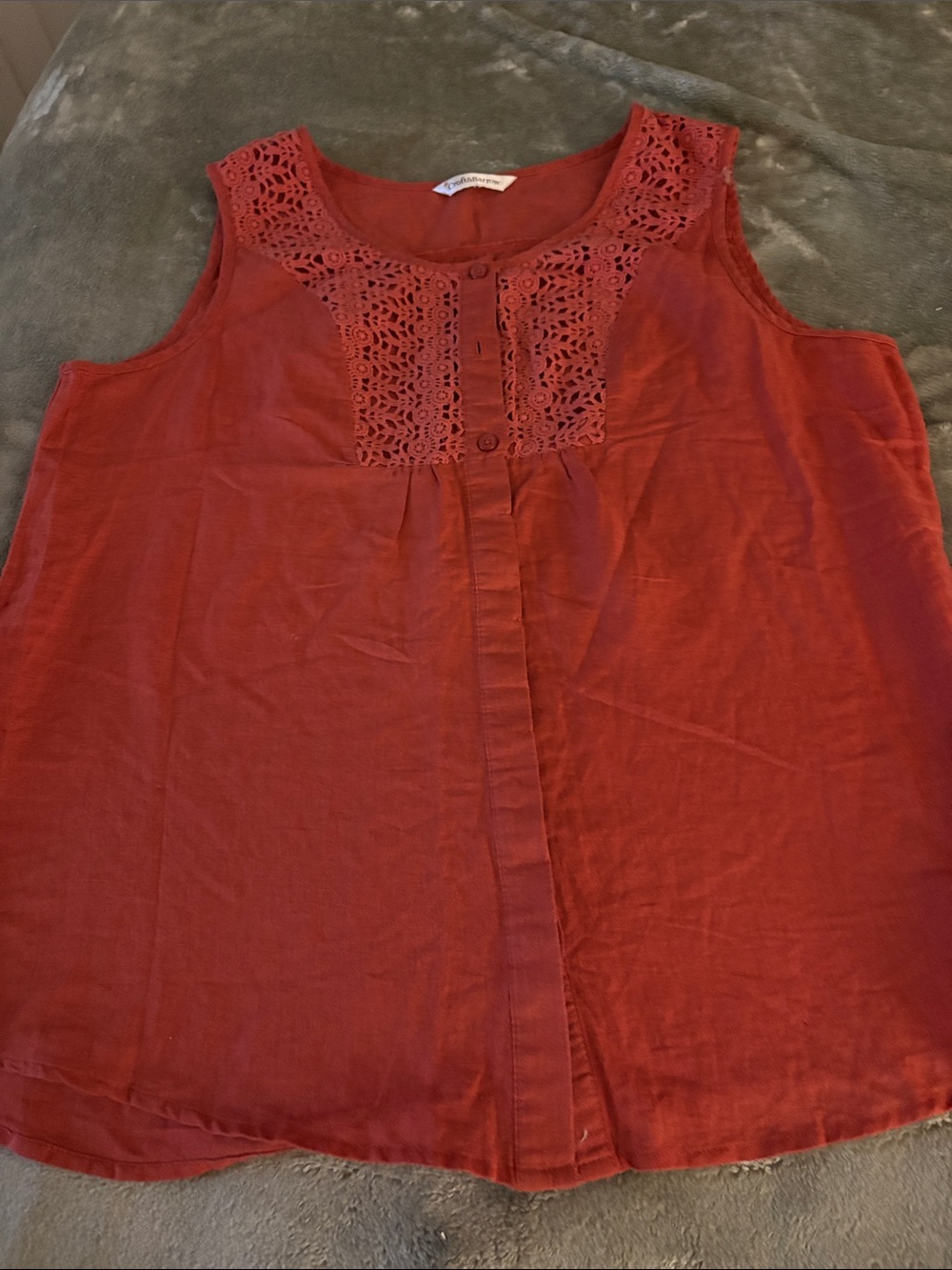croft & barrow Rust Crochet-Yoke Sleeveless Camisole
